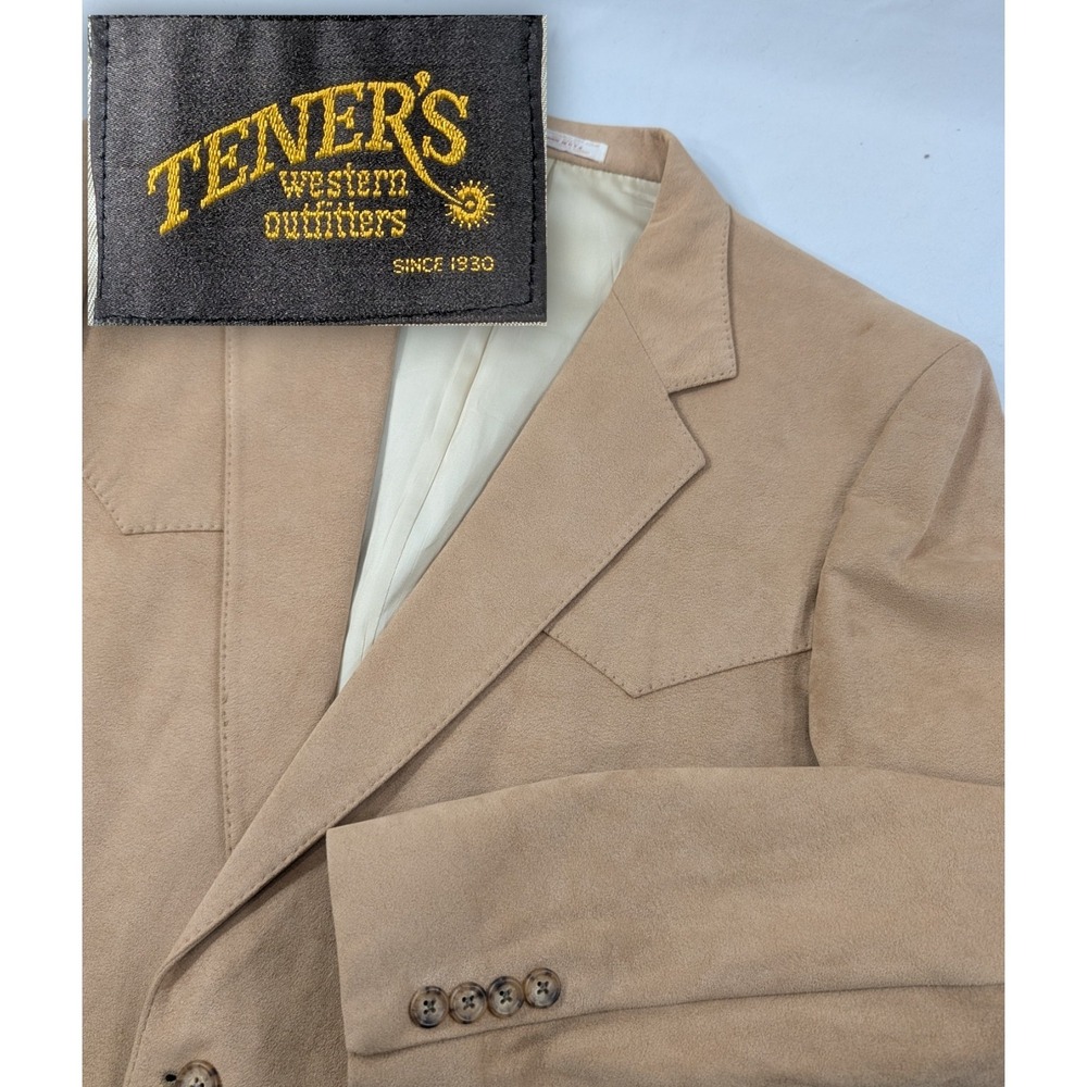 VTG Teners Suede Leather‎ Western Blazer Coat Sport Suit Jacket 46" Chest USA